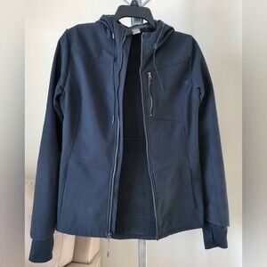 MONDETTA JACKET WOMENS SIZE M DARK BLUE WITH HOODED FULL ZIPPER CLOSE 3 POCKETS